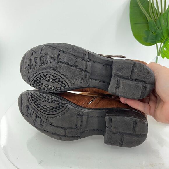 A.S. 98 Sheffield Leather Biker Boots Size 39 Brown Leather Studded Moto - Picture 10 of 10